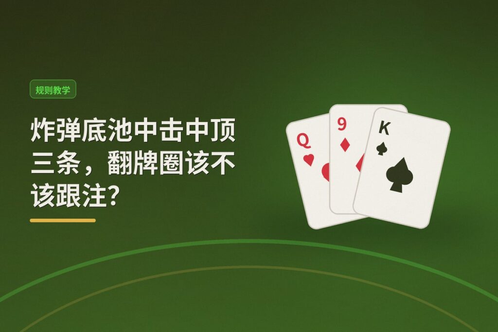 炸弹底池中击中顶三条，翻牌圈该不该跟注？