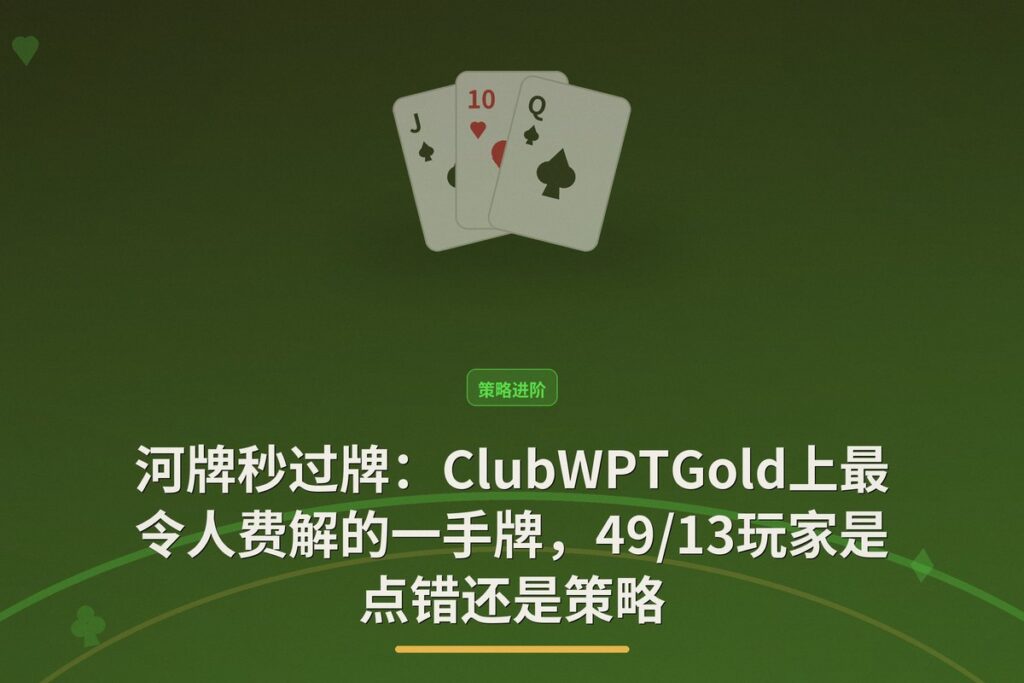 河牌秒过牌：ClubWPTGold上最令人费解的一手牌，49/13玩家是点错还是策略？